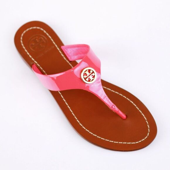 NIB Tory Burch CAMERON Patent Leather Thong Pink 5 - Picture 9 of 11